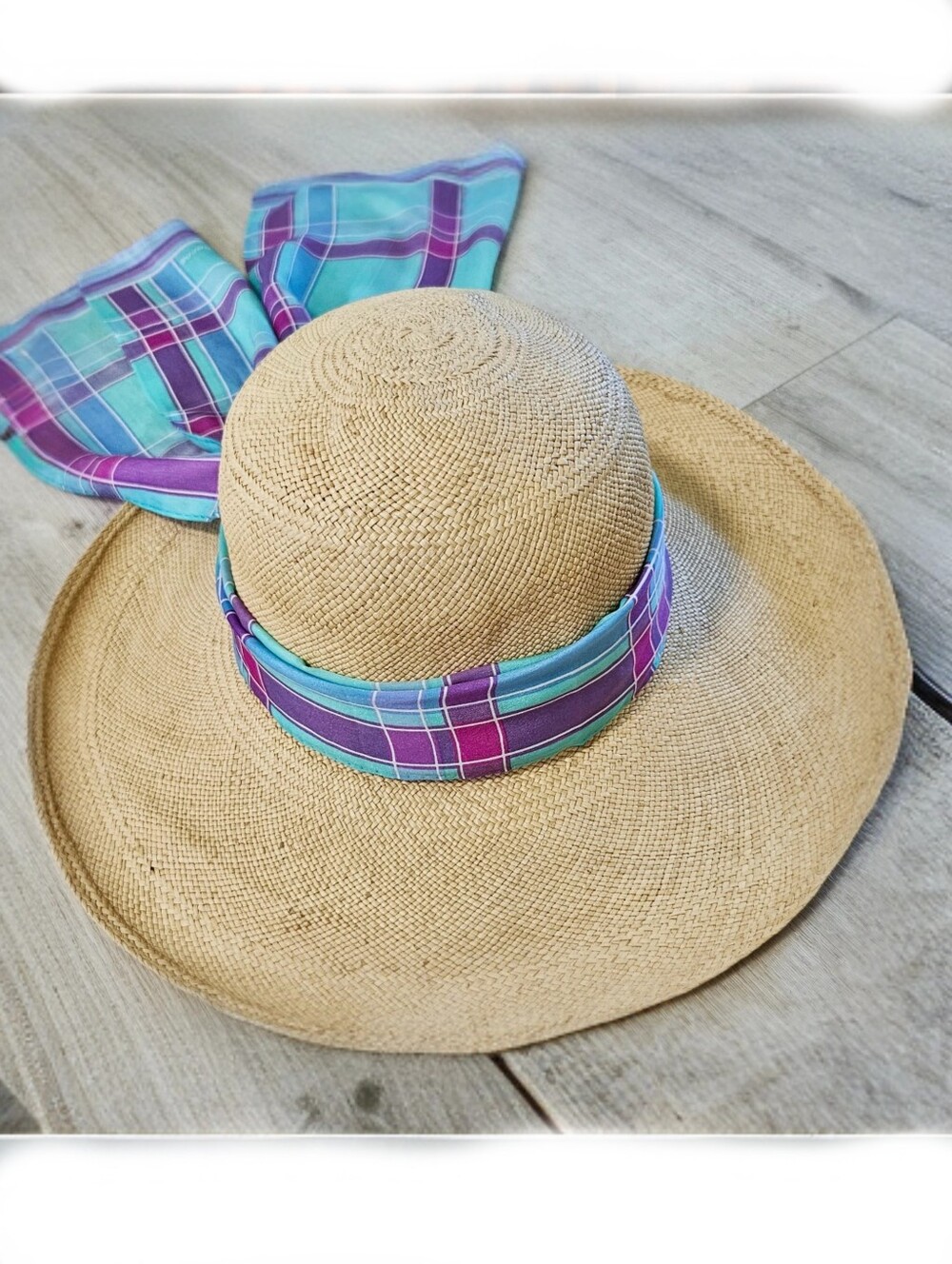 Nordstrom Wide Brim Straw Sun Hat Natural Packable Boho Style Size L